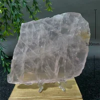 Stone Slab Crystal Natural Rose Quartz Geode Minerals Slice Spiritual Wichcraft Wicca Home Decoration Room+Stand 5