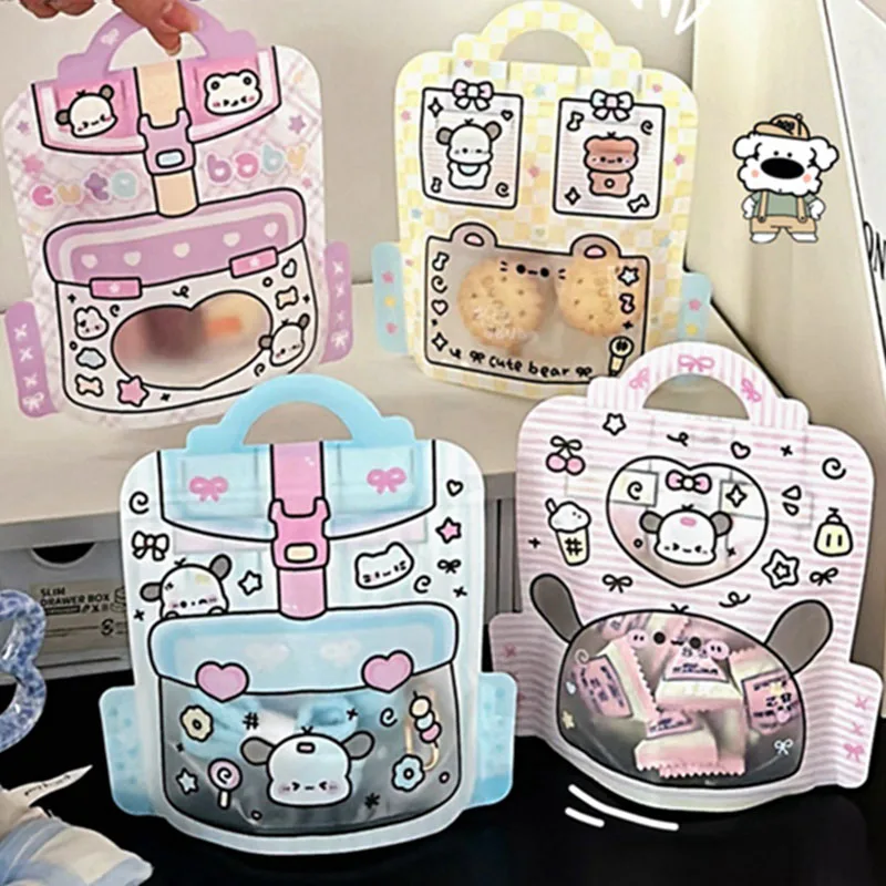 

6 Pcs/set Kawaii Plastic Ziplock Bags with Window Food Packaging Stand Up Pouches for Nuts Tea Coffee Bean Snacks Storage Bags