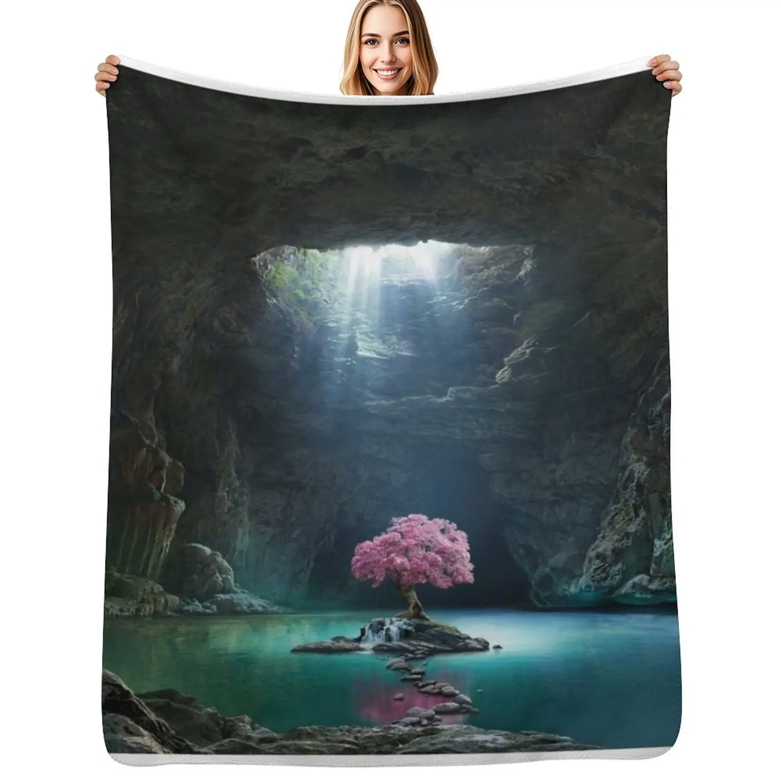 

Pink Tree in the Cave Throw Blanket Sofa Quilt Soft Plush Plaid Bed linens anime Blankets