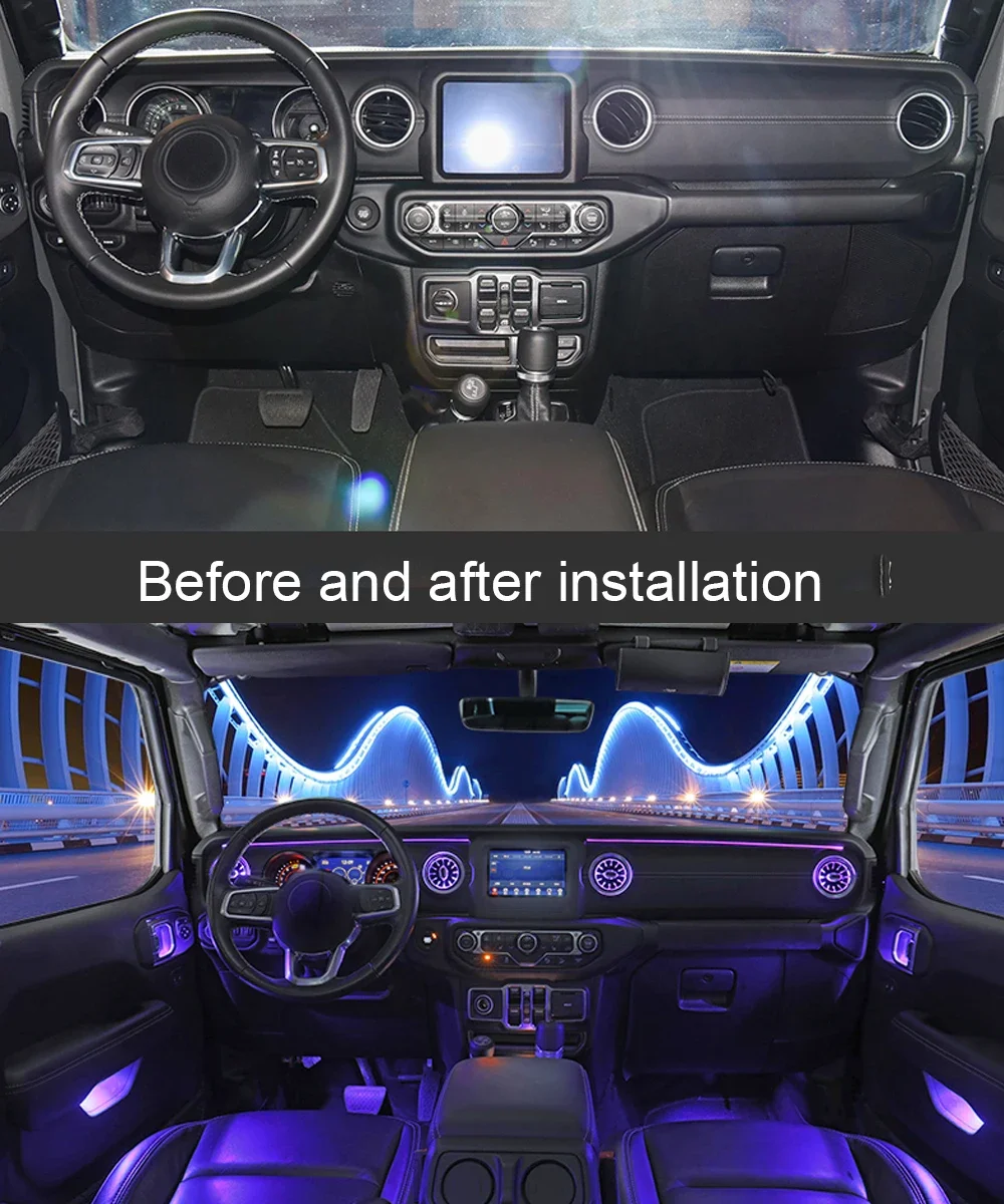 Led air vent Turbine outlet Ambient Light For jeep Wrangler JL 2018-2022 inlet center console lamp front air condition vent