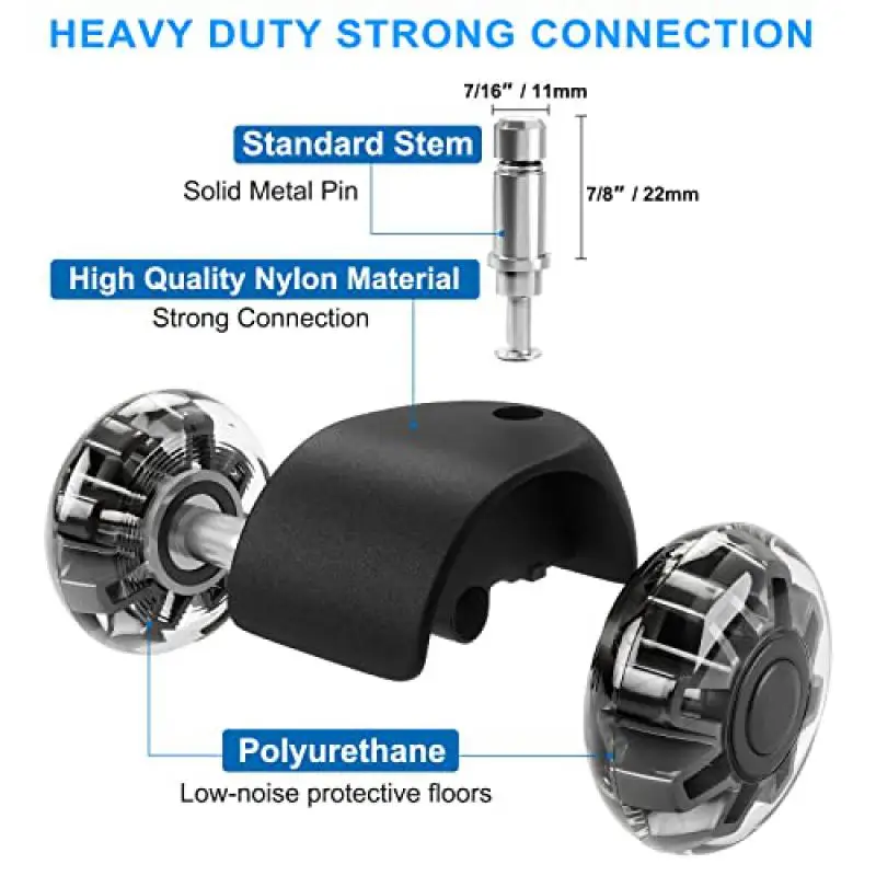 5Pcs Office Chair Caster Wheels Replacement, M11x22mm Heavy Duty Quiet Rolling Casters for Computer