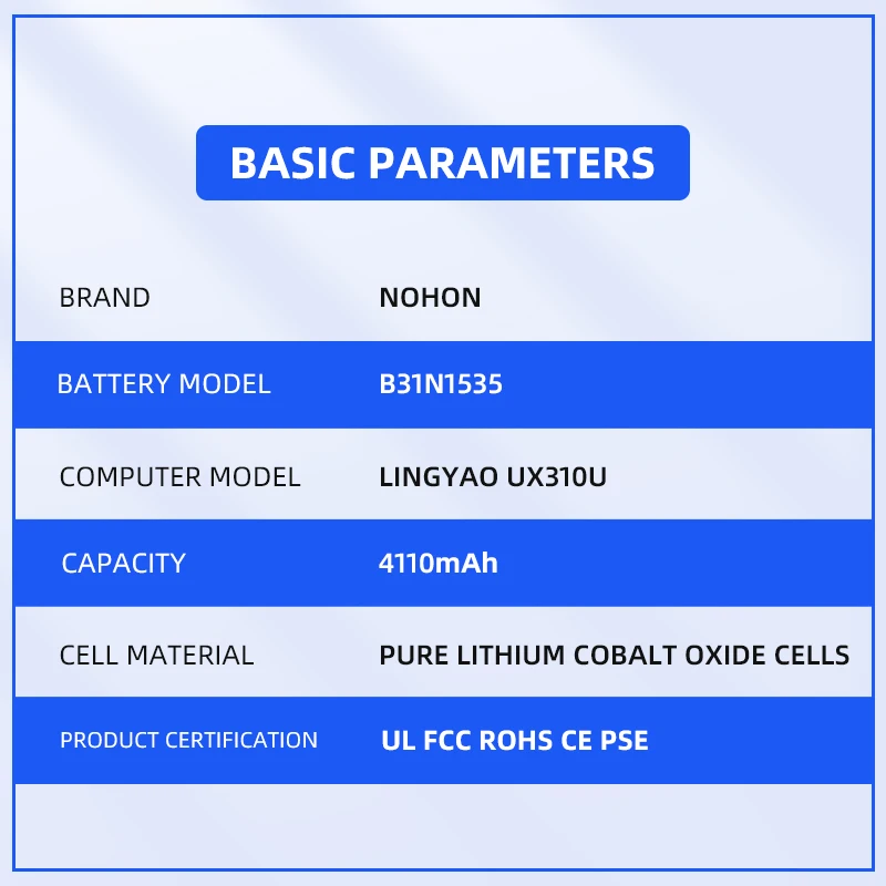 NOHON Laptop Battery B31N1535 For ASUS ZenBook UX310 UX310UA UX310UQ UX310U U4000UQ U4000U U3000UQ RX310 RX310U RX310UQ RX410