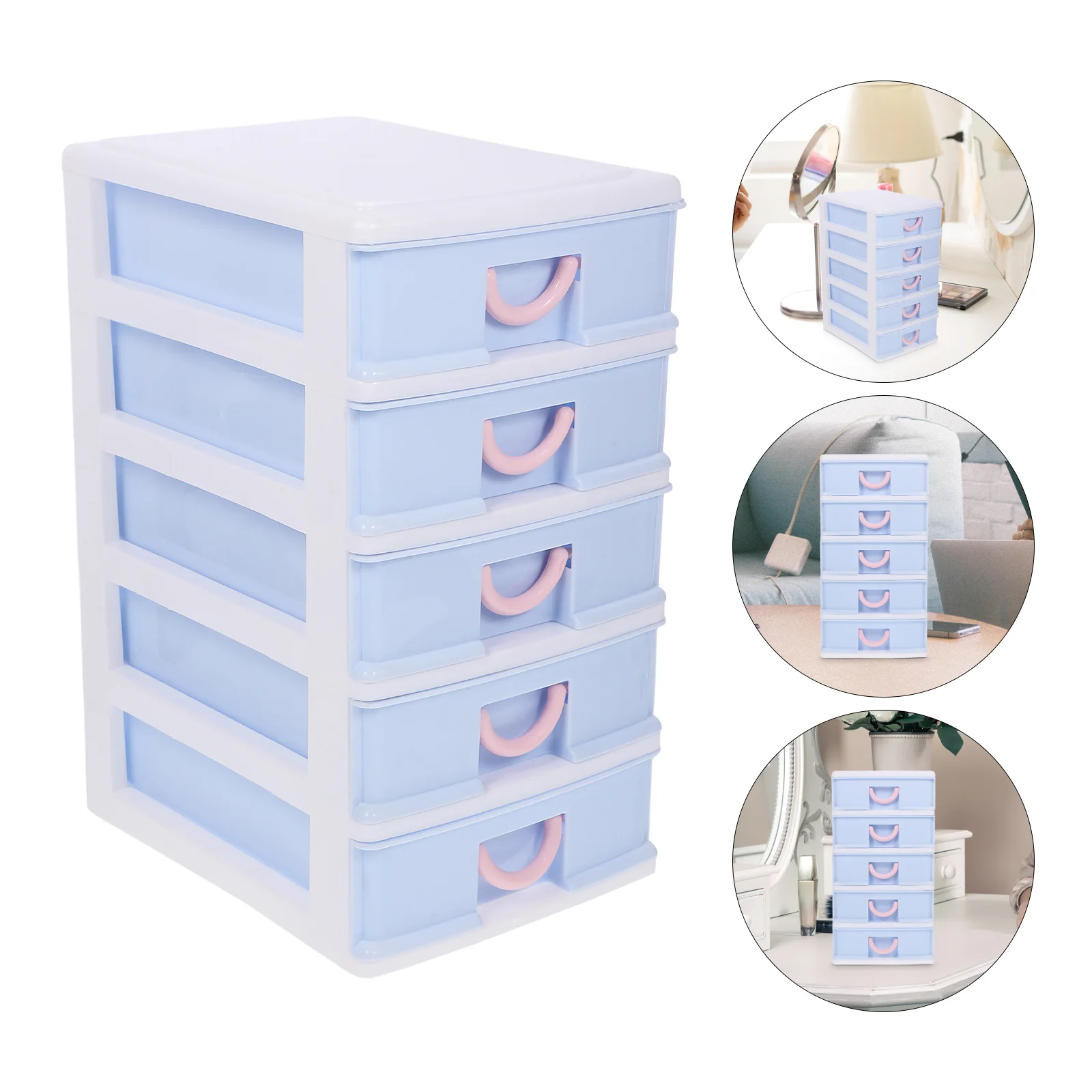 

Storage Bins with Lids Box Plastic Drawer Cabinet Table Practical Desktop Organizer Sky-