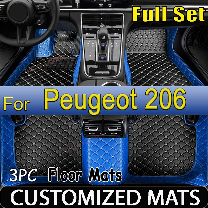 Car Floor Mats For Peugeot 206 206+ 1998~2013 Carpets Rugs Luxury Leather Mat Interior Parts Car Accessories 1999 2000 2001 2002