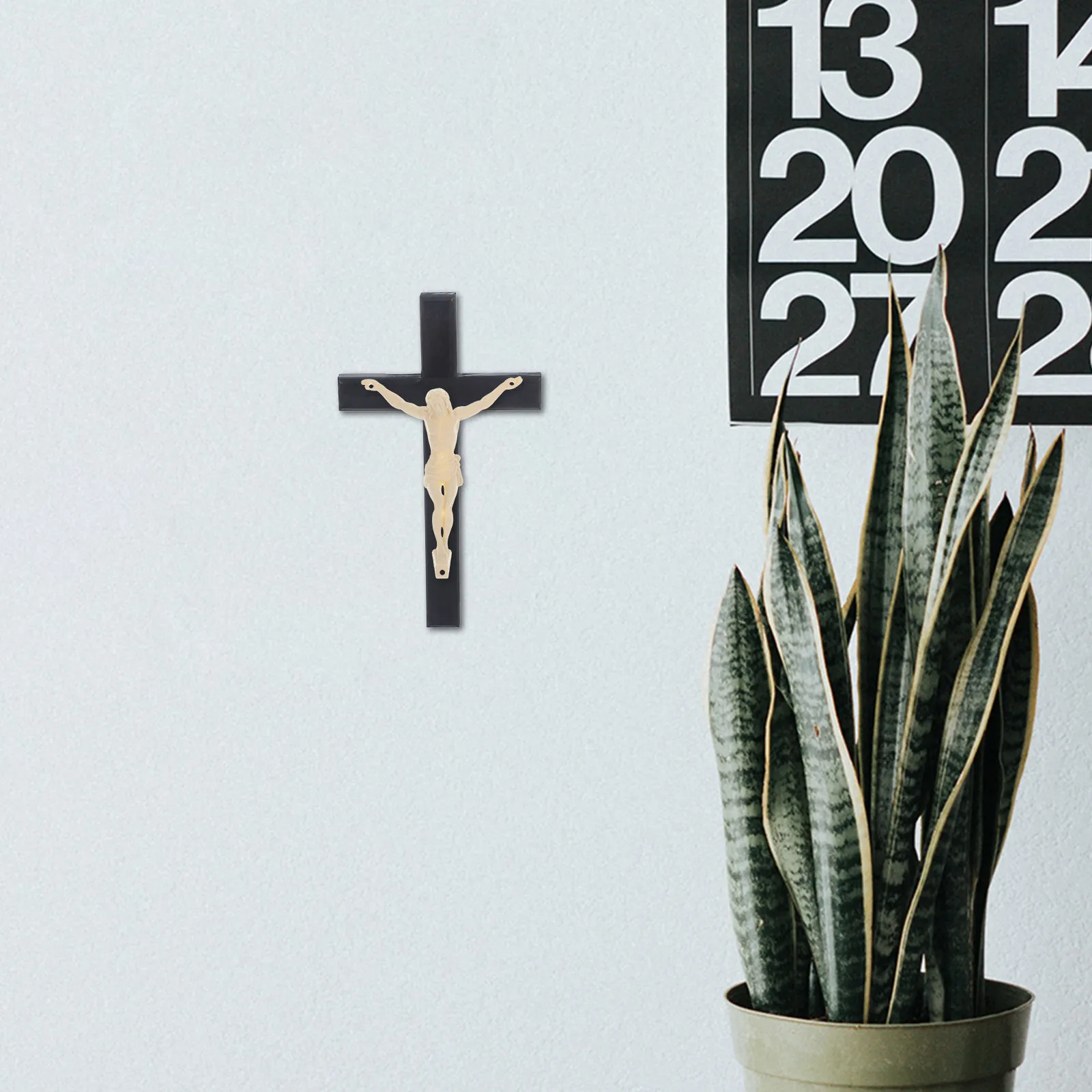 Jesus Statue Craft Sculpture for Wall Cross DIY Religious Home Office Church Decoration Plastic Jesus Ornament Sturdy