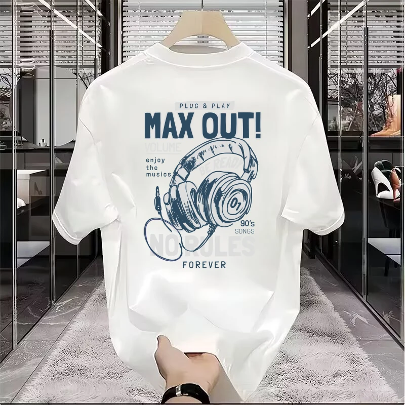 Summer Men\'s 100% Cotton T-shirts American Oversized Trendy Printed Tee High Quality Men\'s Clothing Sports Sweatshirt Top 2024
