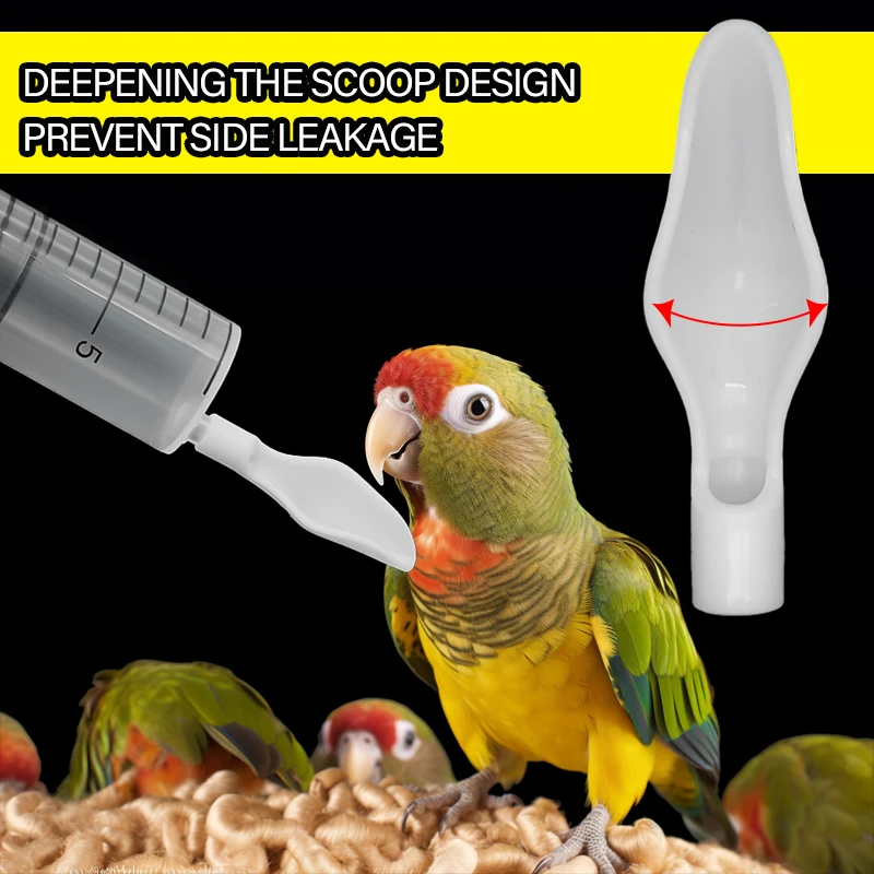 1Set/4Pcs Bird Parrot Feeder Spoon with Manual Syringe Baby Bird Water Medicine Feeding Syringe Feeding Needle Bird Supplies