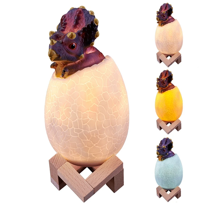 

3D Night Light Triceratopses Egg Desk Lamp 16 Color Touch Remote Control Cartoon Table Lamps For Kid Home Decor Easy Install