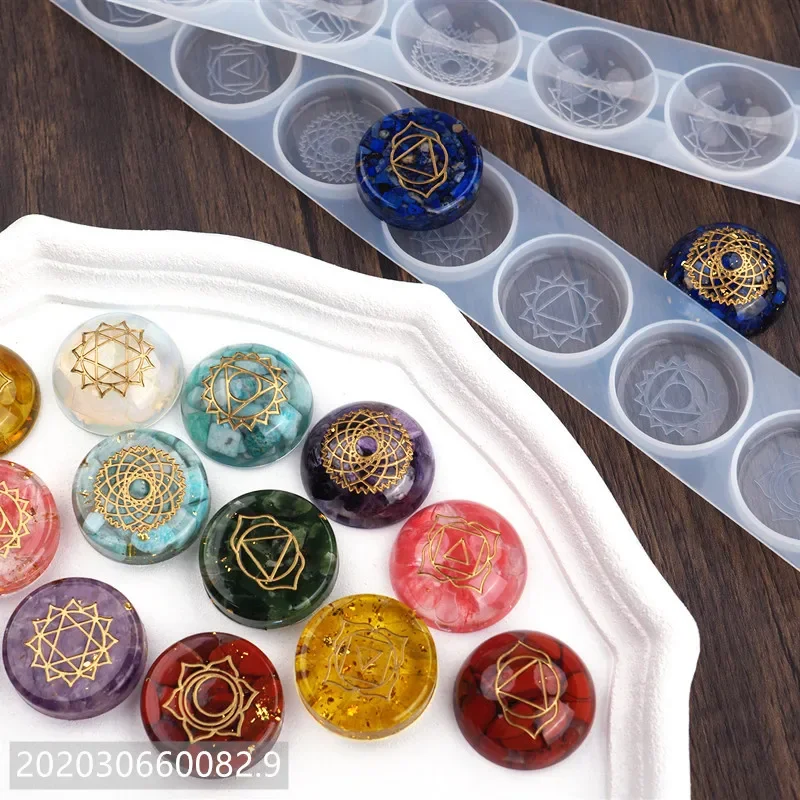 DIY Epoxy Resin Mold Seven Chakras Semicircle Hemisphere Round Mirror Silicone Mold For Resin