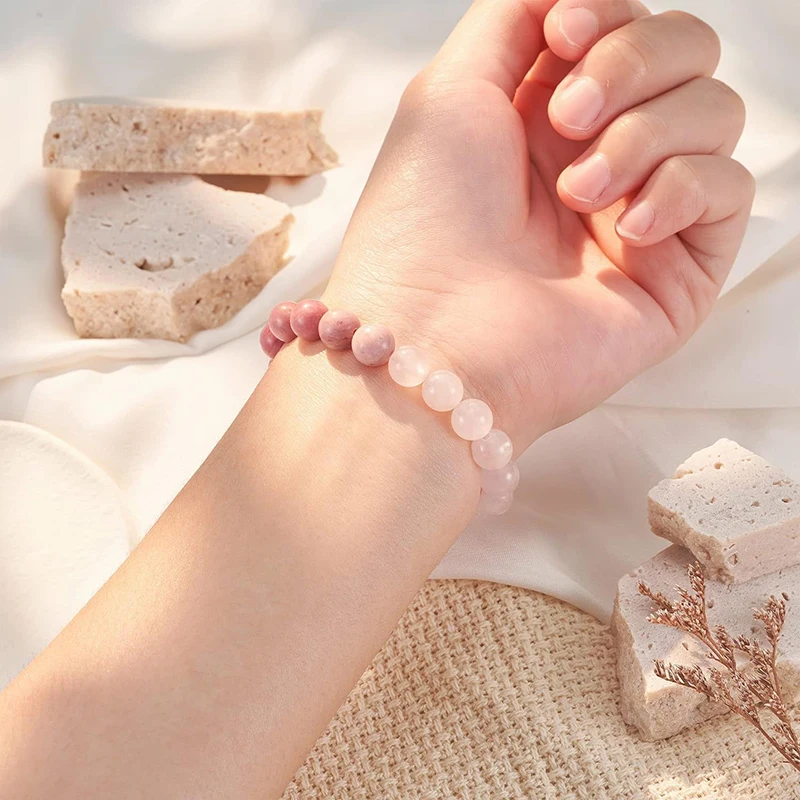 8mm Natural Stone Bracelets For Women Men Bohemian Love Heart Pendant Bangle Handmade Beaded Couple Bracelet Holiday Gifts K0