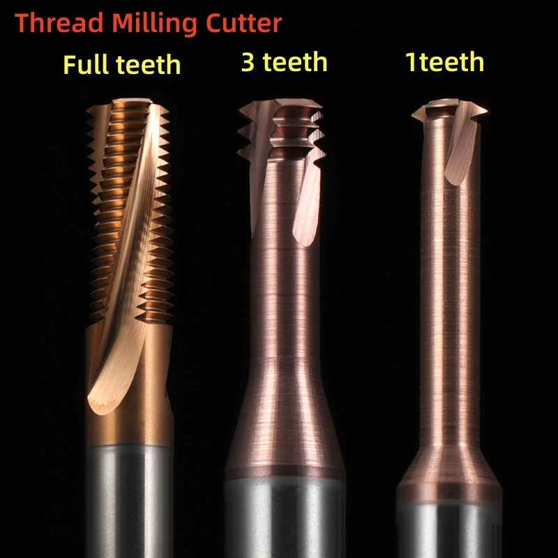 1pcs Thread Milling Cutter HRC60 1/3/Full Flute Tooth  CNC For Steel Aluminum M1.4M1.6M1.8M2M2.2M2.5M3M4M5M6M8M10M16M18M20M24