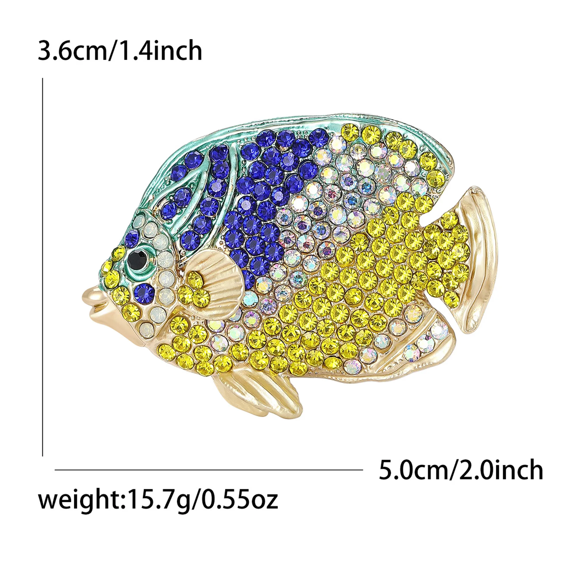 Beaut&Berry Cute Rhinestone Fish Brooches for Women Unisex Animal Pins Multi-color Available Casual Party Accessories Gifts