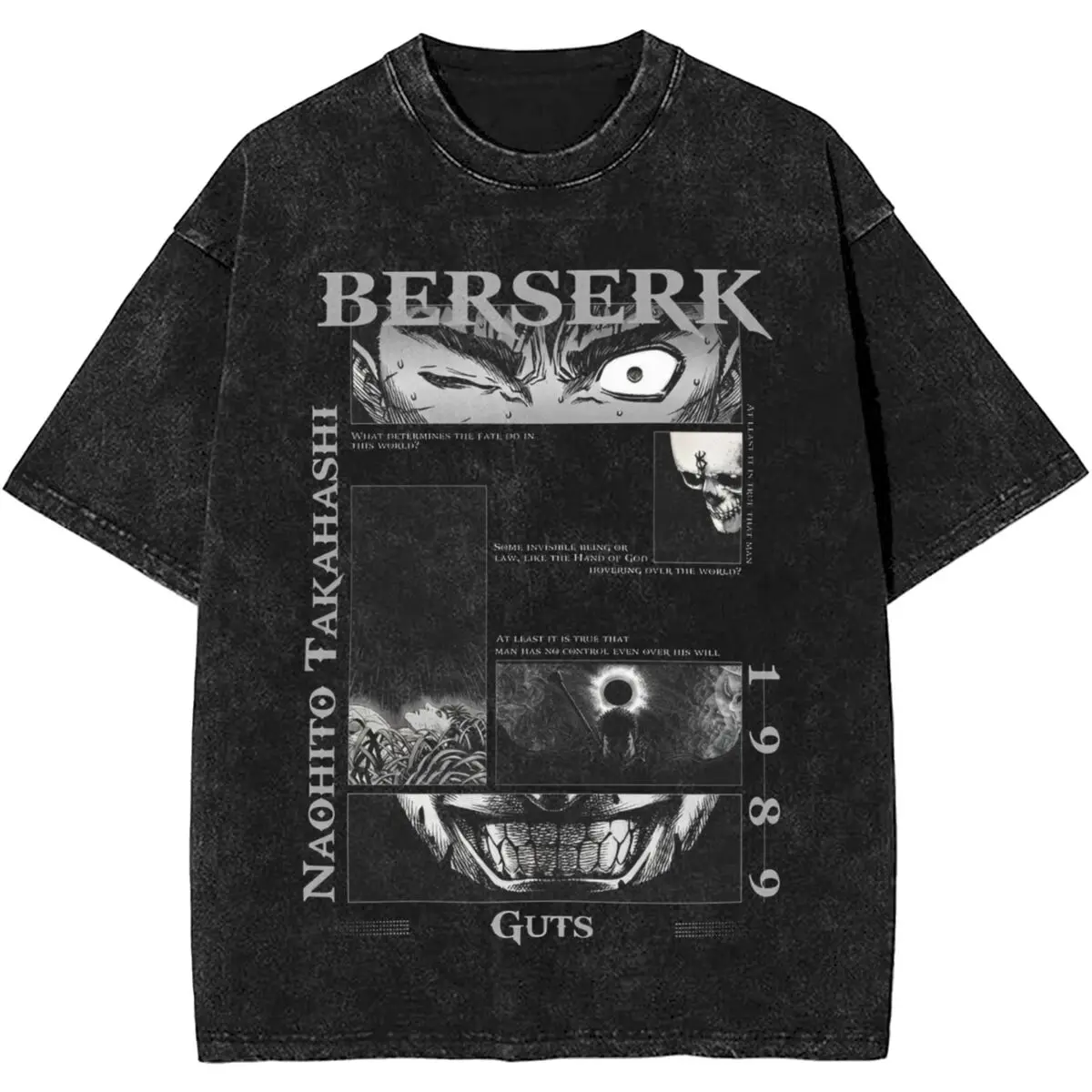 Berserk Anime Japan Manga T Shirt Hip Hop Washed Cotton Oversize T-Shirts Novelty Men Women Streetwear Printed Tee Shirt