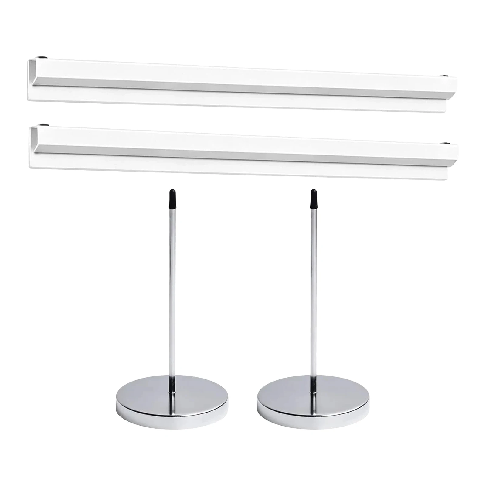 4pcs Receipt Holder Set Stainless Steel Bill Spikes for Cashier Counter Office Document Sorting Durable White Plastic Rail
