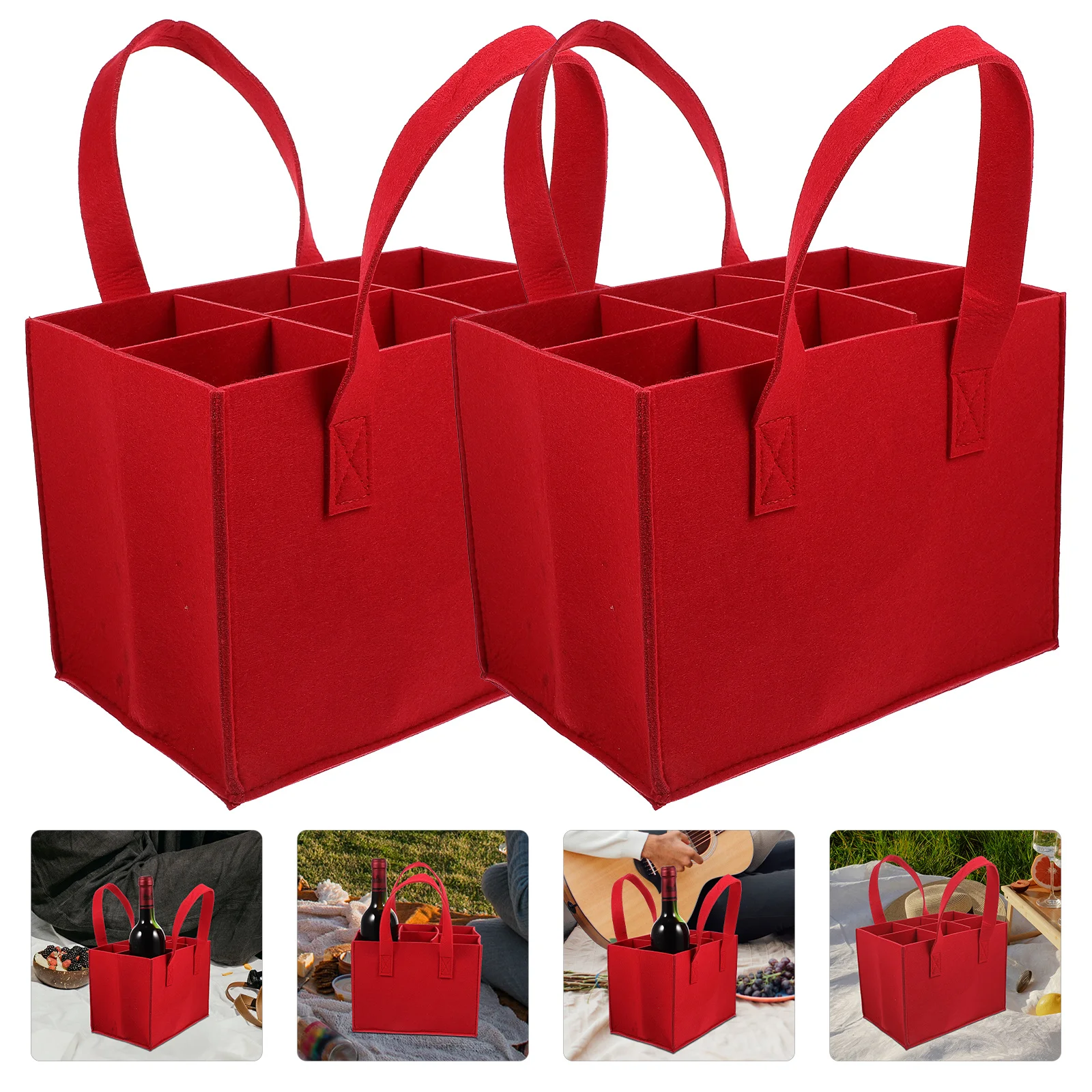 

2Pcs Wine Bottle Carrier Bag with Handle Sturdy Storage Tote for Beer Cocktails Portable Wall Mountable Design