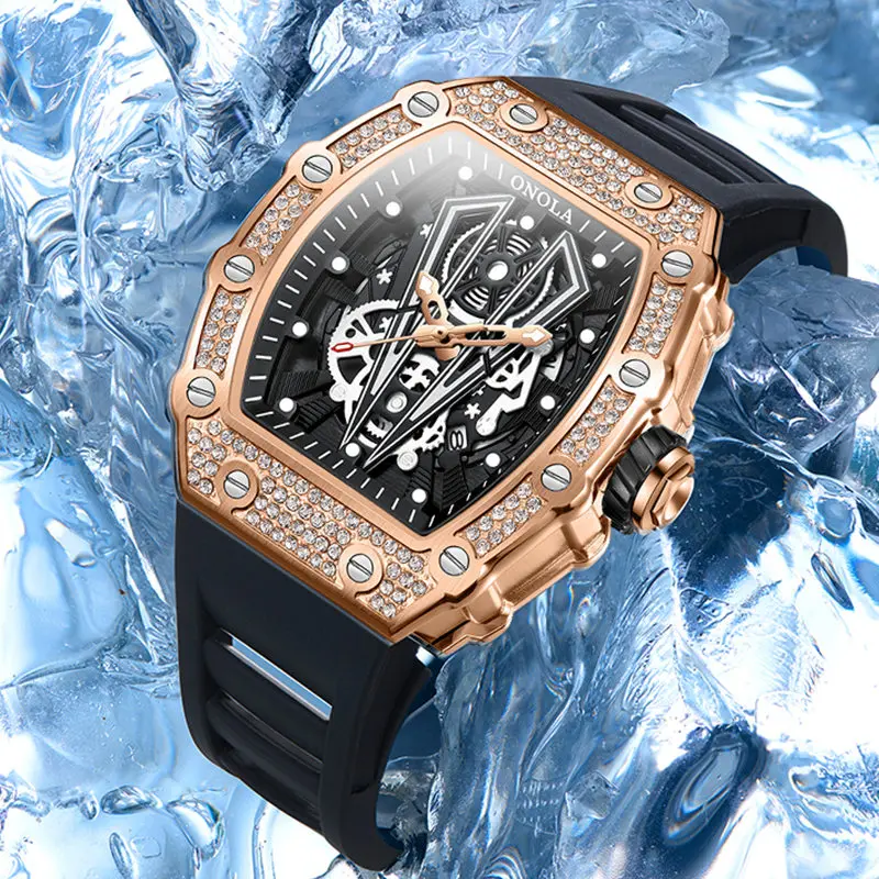 New Diamond Fashion Men Watch ONOLA Top Luxury Man Watches Quartz Sports Waterproof Men\'s Wristwatch Clock Relogio Masculino