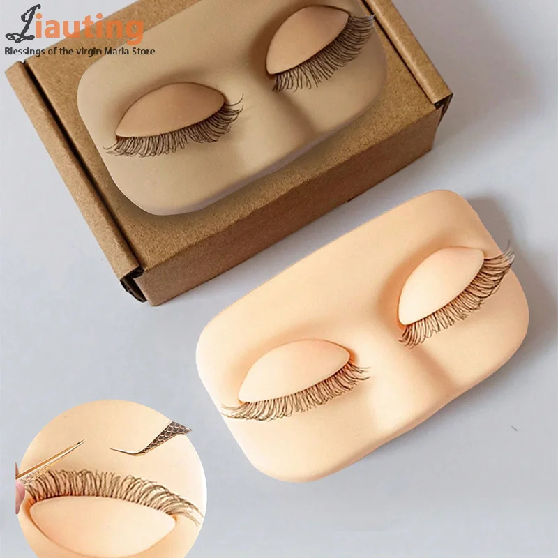 Mini Lash Flat Model Head Übungs-Wimpernverlängerungs-Trainingskopf mit abnehmbaren Ersatz-Augenlider mit falschen Wimpern