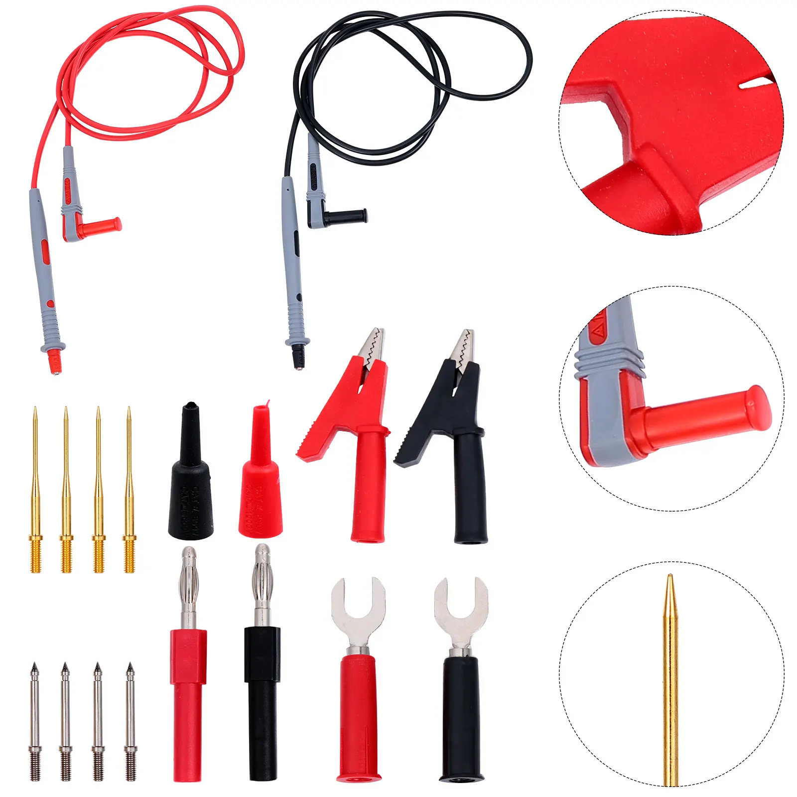 

18 Pcs Multimeter Test Leads PVC Insulation Gold Plated Needle High Sensitivity Electrical Tester Probe Voltage Circuit