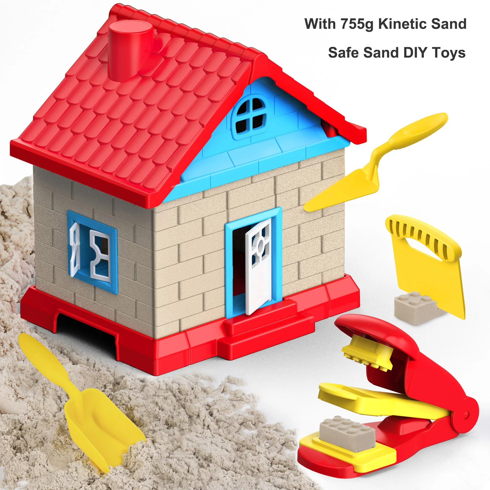 Kinetic Sand 3D Sandhouse Set Toys for Indoor Play Safety Sand Beach Toys for Kids from 3 Years DIY Building Blocks Molds