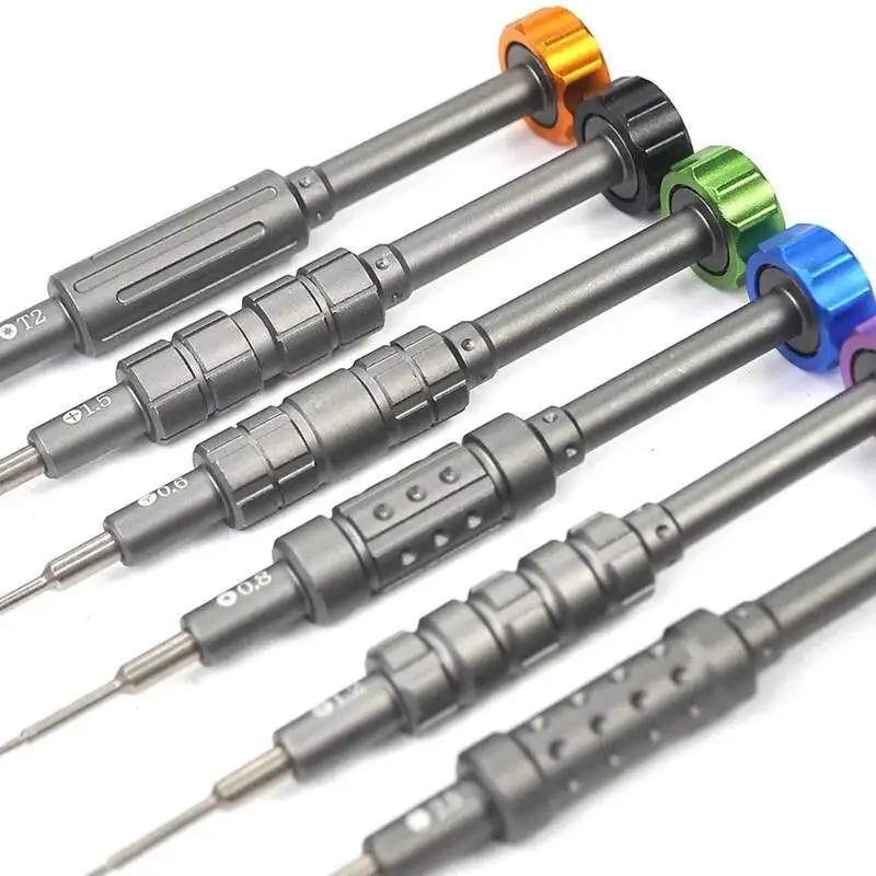 6pcs 2D Precision Screwdriver Set with Magnetic Tips And 360° Rotating Cap Anti-Slip Cell Phone Repair Tool Kits for Electronics