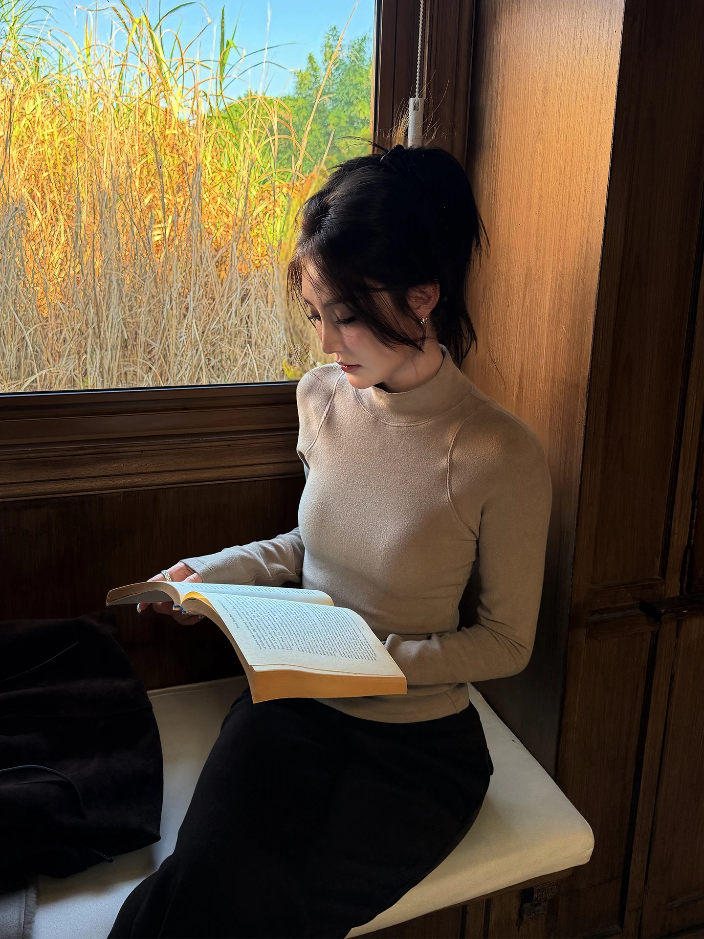 

Женская вязаная футболка Moprobably MPBY из вельвета с высоким воротником, базовый слой, повседневный топ с длинными рукавами