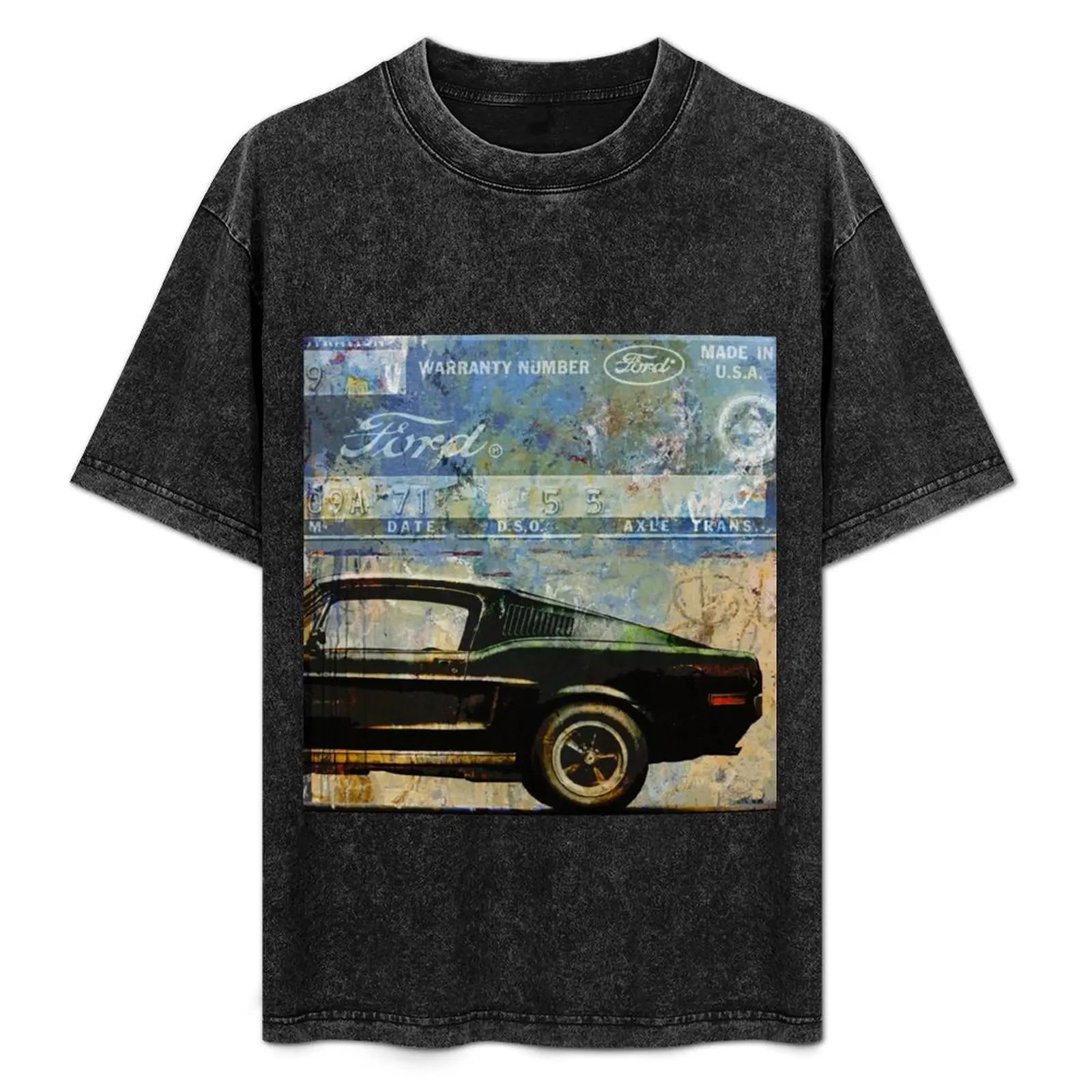 Ford Mustang Retro Classic Print T-Shirt blue archive blue lock tees shirts men