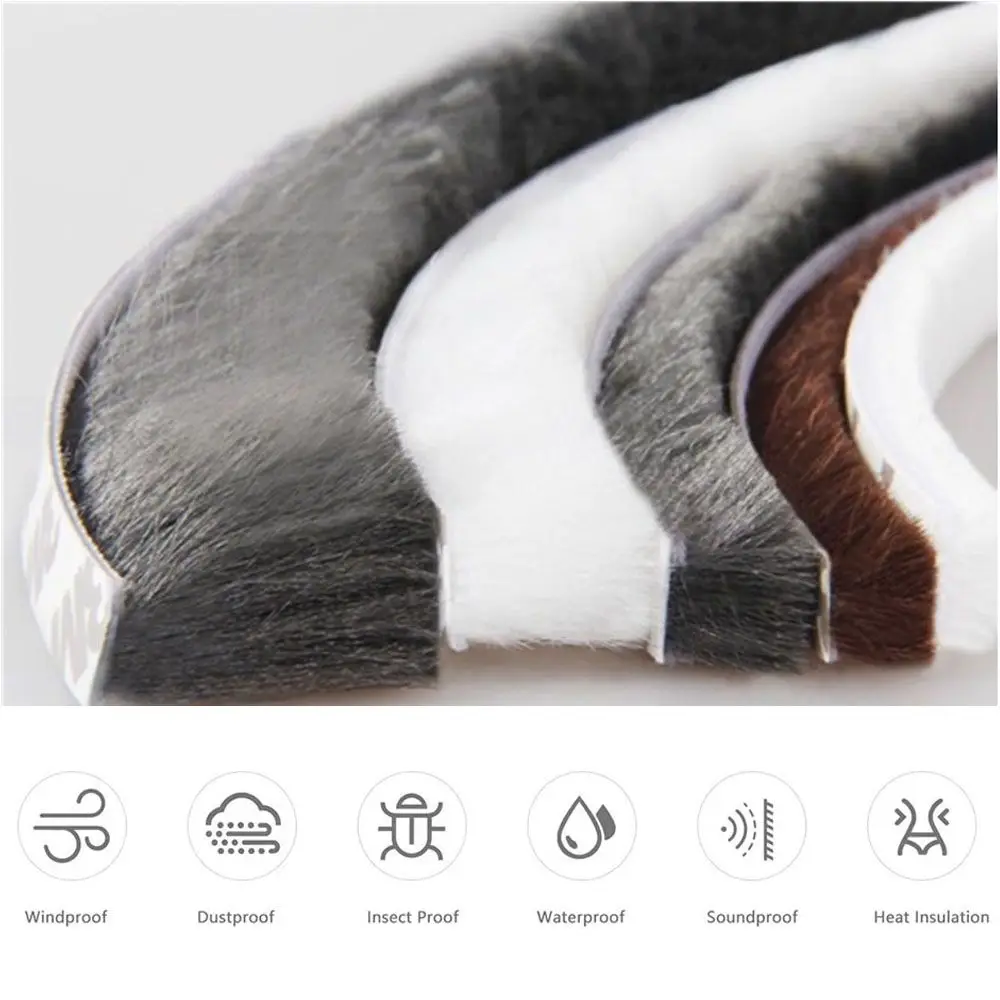 5 Meters Brush Strip Self Adhesive Door Window Sealing Strip Home Door Window Sound Insulation Wind-proof Strip Gasket Home