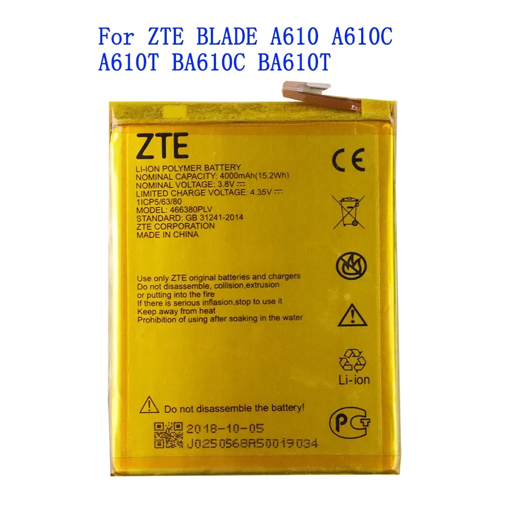 

High quality 4000mAh 466380PLV Battery For ZTE BLADE A610 A610C A610T BA610C BA610T Mobile Phone Battery