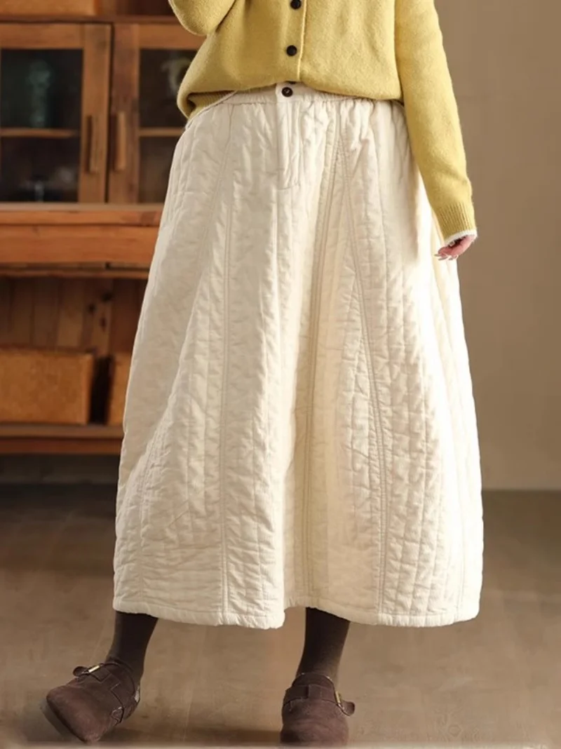 

Осень-зима 2022, новая мягкая хлопковая юбка для женщин, универсальная толстая длинная темпераментная стеганая юбка трапециевидной формы w1153 ﻿