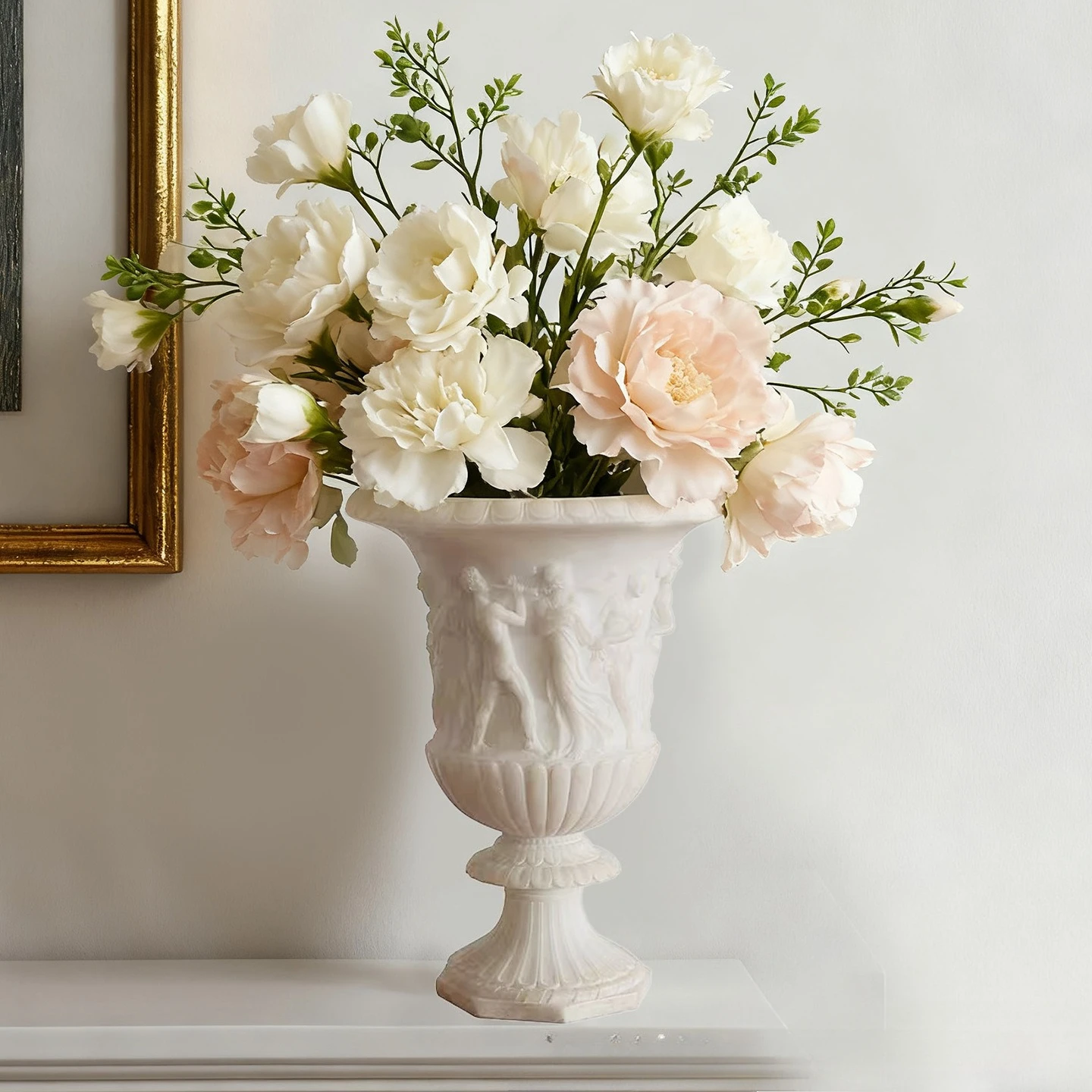 

Retro imitation jade resin flower ware, simple and fashionable villa hotel courtyard decoration flower ware ornament