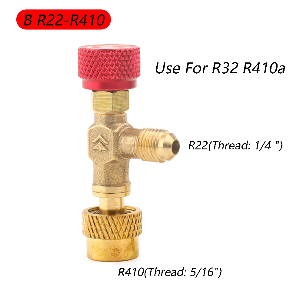 R410a R22 narzędzie chłodnicze klimatyzacja zawór bezpieczeństwa Adapter 1/4 "5/16" Cal gwint męski/gwint żeński zawory węża do ładowania — zdjęcie 3