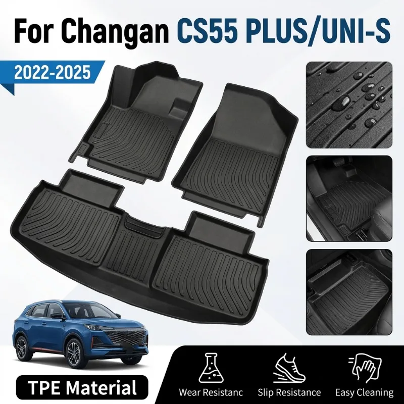 Floor Mat Cargo Liner For Changan CS55 PLUS/UNI-S 2022-2025 TPE Custom Floor Mats for LHD