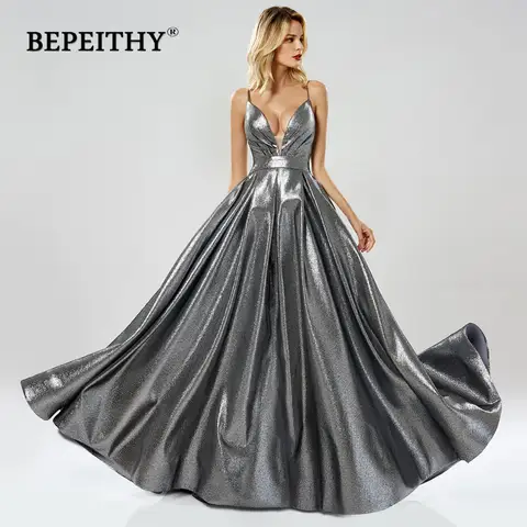 Deep V Neck Glitter Prom Dress 2023 BEPEITHY