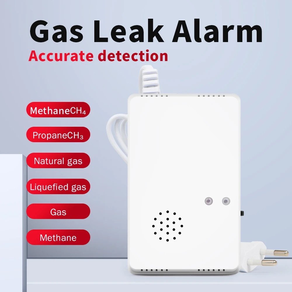 Gas Leak Detector Combustible Propane Butane Methane Smart Home Senor Natural Gas Safety Alarm Sensor Warning EU Plug Smart Life