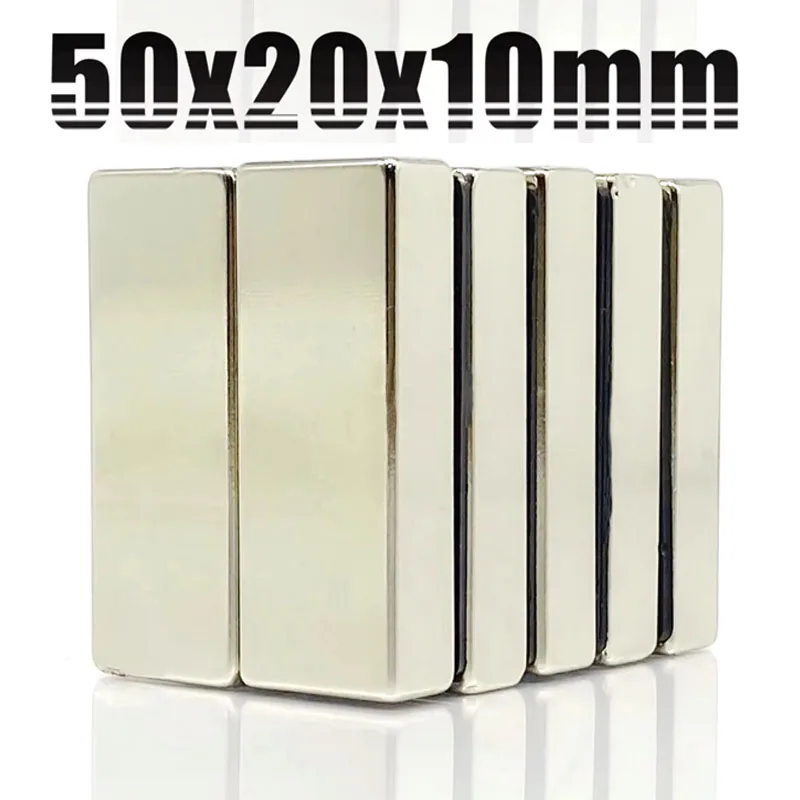 50x20x10mm 1/2/5/10pcs Super Powerful Strong Big Block Neodymium Magnet 50mm X 20mm X 10mm N35 NdFeB Permanent Magnetic Imanes