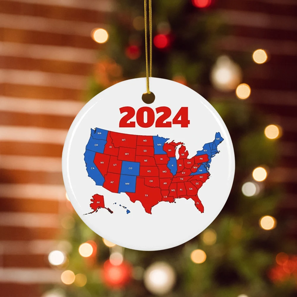 2024 US Election Map Ornament Acrylic Presidential Election Map President Won Again Election Ornament Christmas Tree Ornament