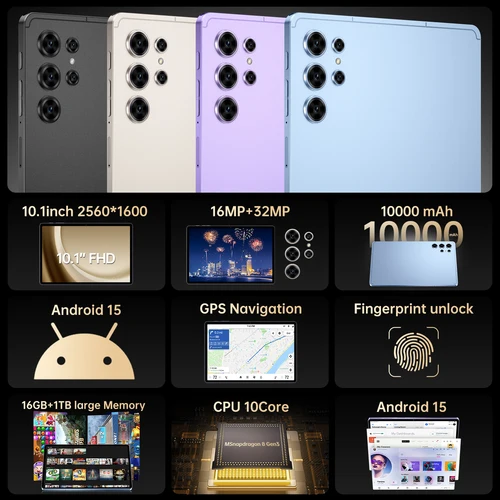 Imagen 2 del producto Original Pad 25 Ultra 2025 nueva tableta Snapdragon 8 Gen3 10,1 pulgadas Android 15 16GB + 1TB 10000mAh 5G tarjeta Dual WiFi GPS Tab