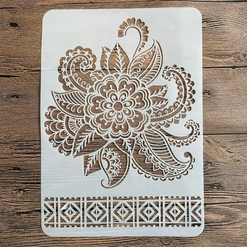 Imagen 2 del producto Plantillas A4 de 29x21cm para manualidades, pintura de pared, libro de recortes colorear, álbum en relieve, plantilla de tarjeta de papel decorativa, plantilla de mandala
