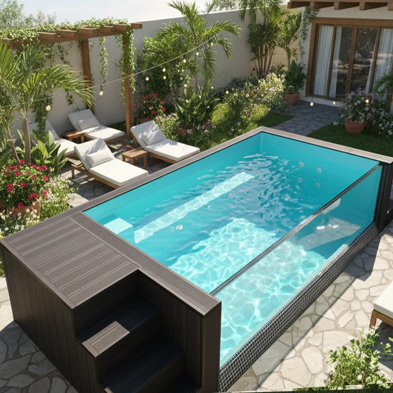 Affordable   Wooden Home Patio Small Size Container Spa Bath Fiberglass FRP Above-ground Pool