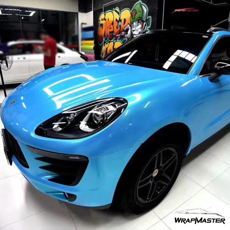 Sky Blue Stretchable Premium PET Car Wrap Auto Vinyl Removable Easy to Install Air Release 5x56ft