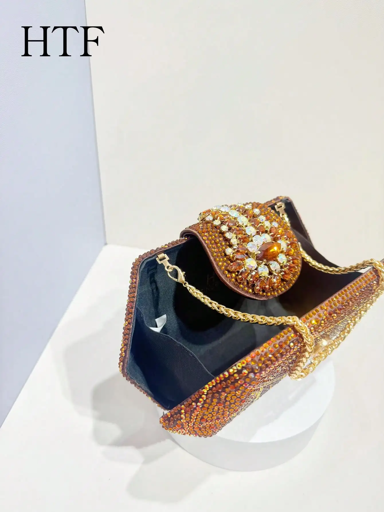 New Design Irregularity Shape Party Rhinestone Bag Ladies Clutch Long Chain Shoulder Bag High Quality Rhinestone Bags - Image 6