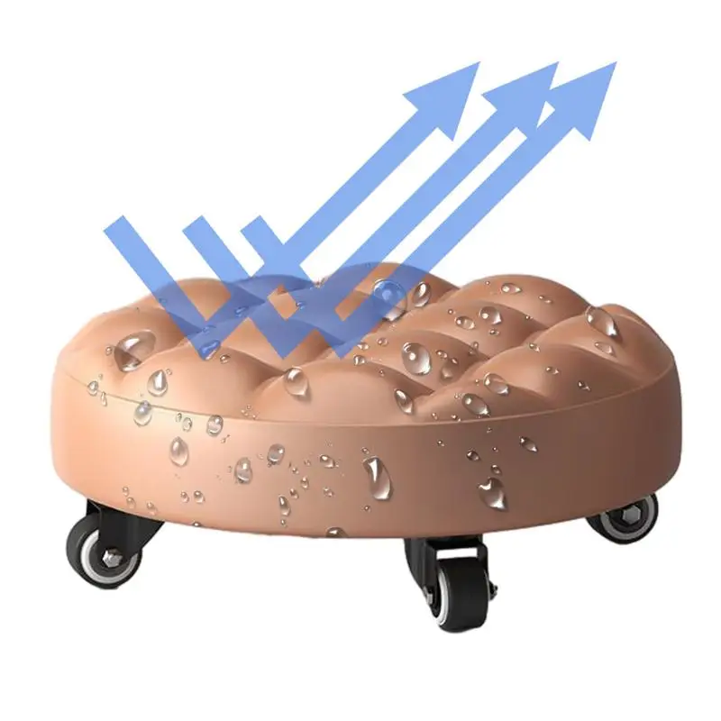 Assento de rolo multiuso para adulto, Cadeira de piso com roda, couro PU, fezes baixas ergonômicas, limpeza doméstica