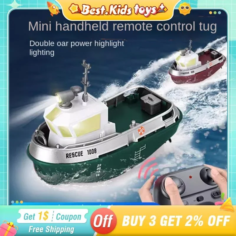 

1/32 RC Tugboat Cool Lights Underwater Mini Remote Control Ship Model Kids Indoor Pool Competition Game Toys Boy Birthday Gift