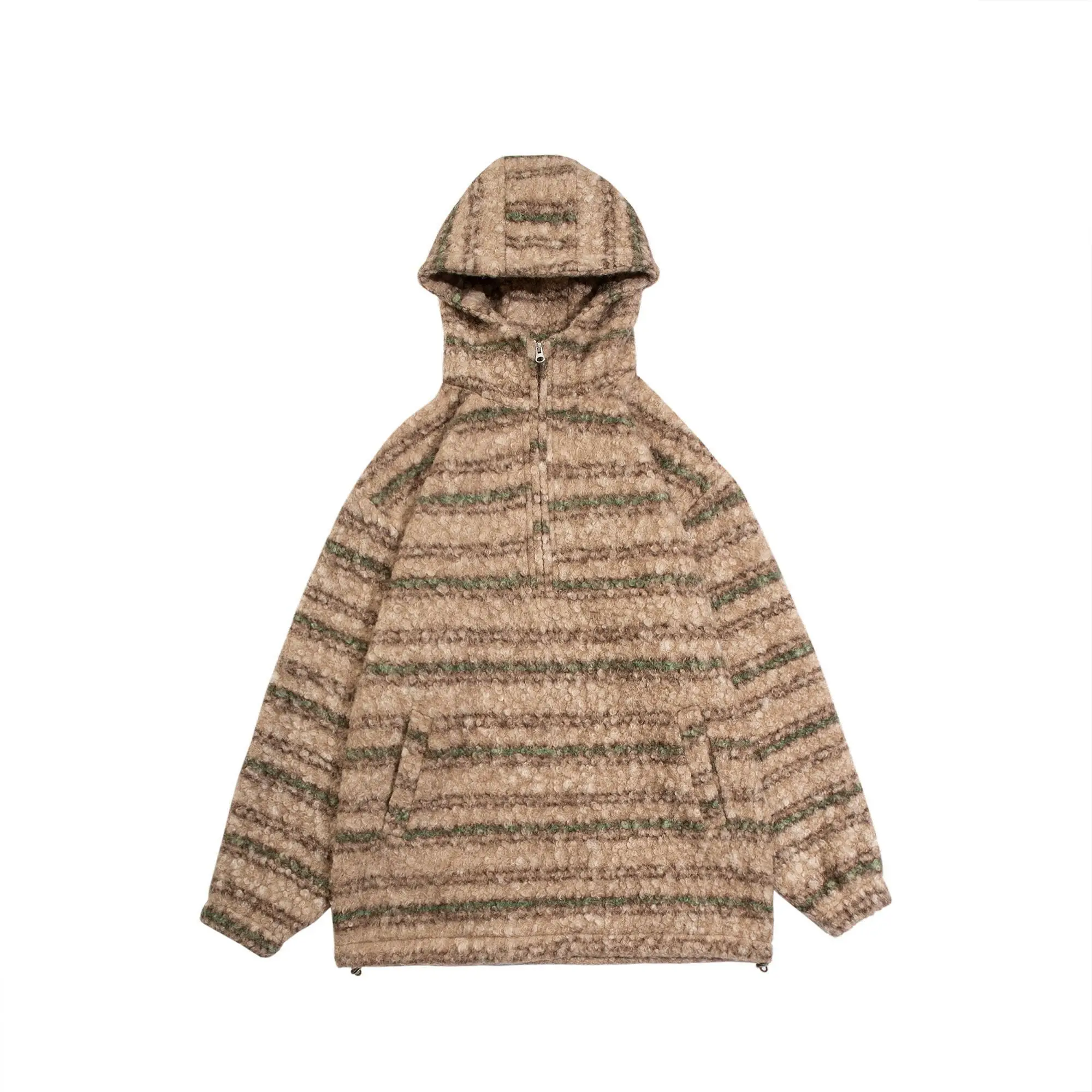 Lazy Wind Gradually Transforms Into A Woolen Trench Coat with A Hood and A Retro Style.