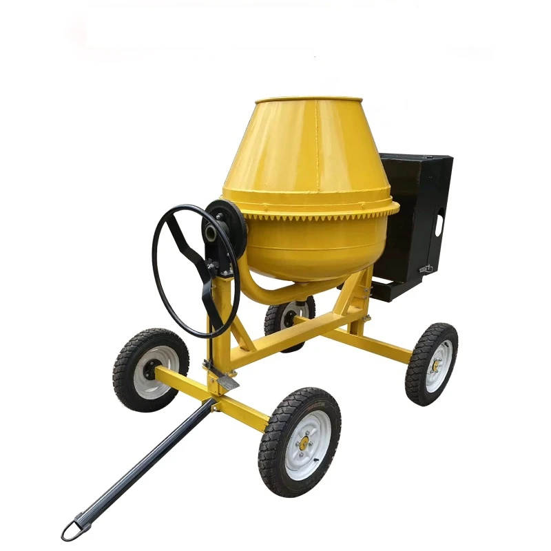 Small Portable Cement Mortar Concrete Mixer Vertical Drum Mixer Movable Feed Mixer Compact Electric Concrete Mixing Machine