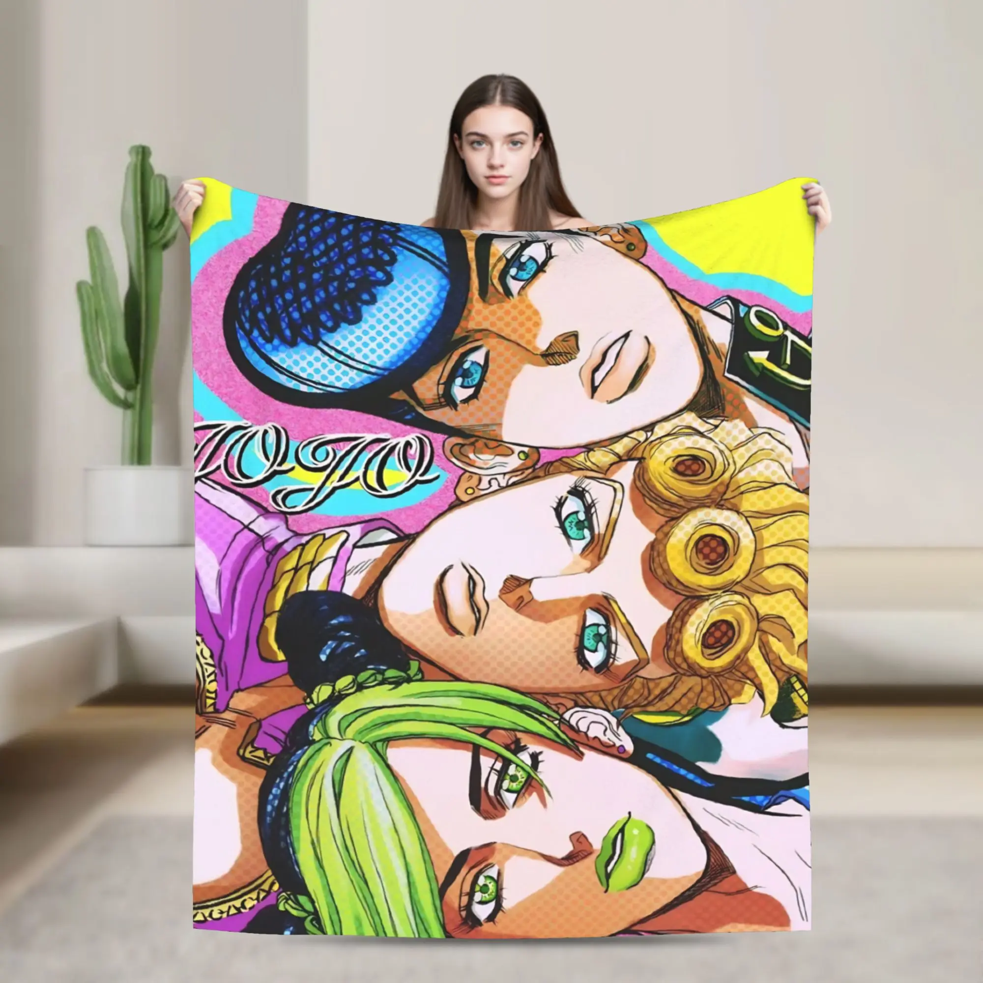 Anime Manga J-JoJos Bizarre Adventure Blankets Flannel Throw Blanket Bedroom Sofa Printed Lightweight Bedspread