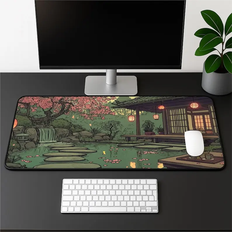 

Koi Pond Cherry Blossom Deskmat,cute Girly-style Gaming Mousepad,beautiful Computer Desk Mat,non-slip and Durable Gaming Deskmat