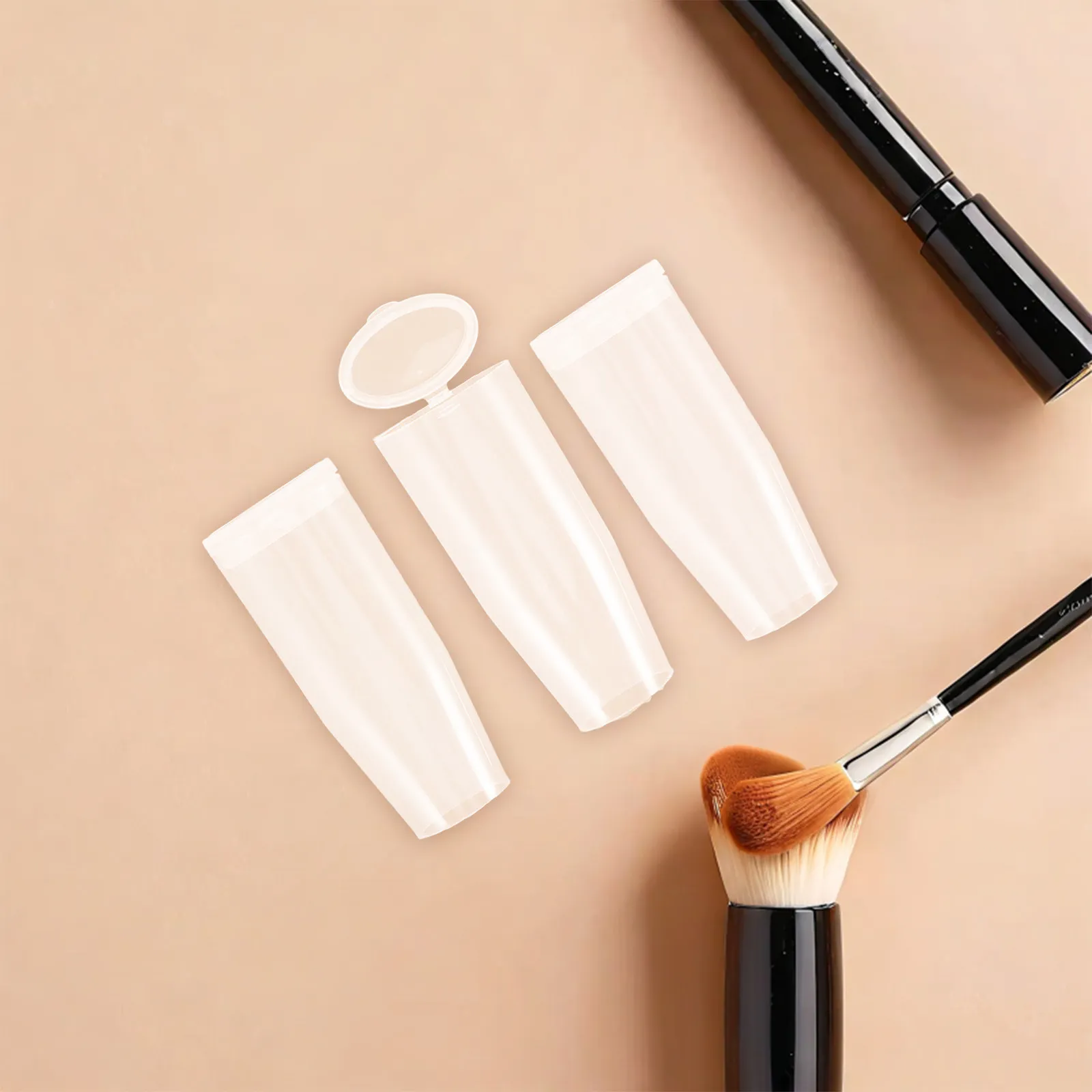 10pcs Transparent Makeup Brush Cover Sleeves – Dustproof Plastic Protective Caps for Travel & Storage
