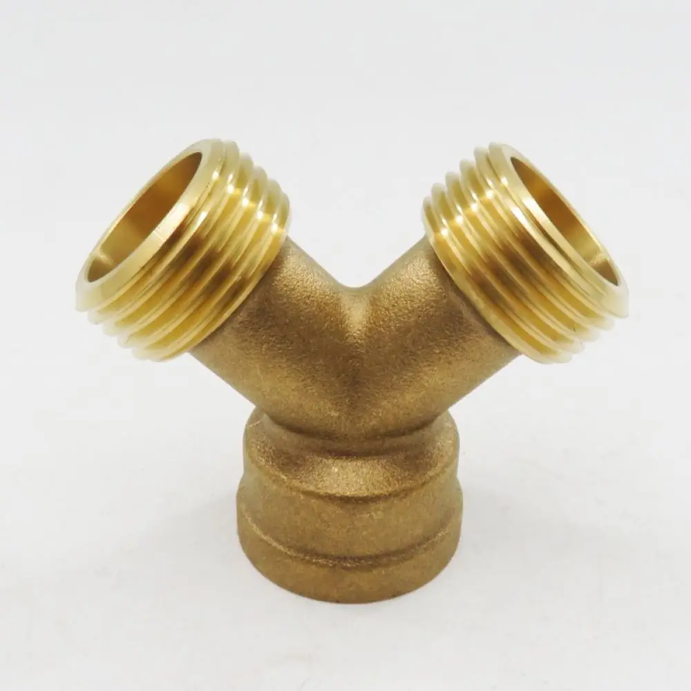 Brass Y Shape Hose Splitter 3 4 Inch Dual Tap Connector Irrigation Water Flow Divider Home Garden Watering Accessory