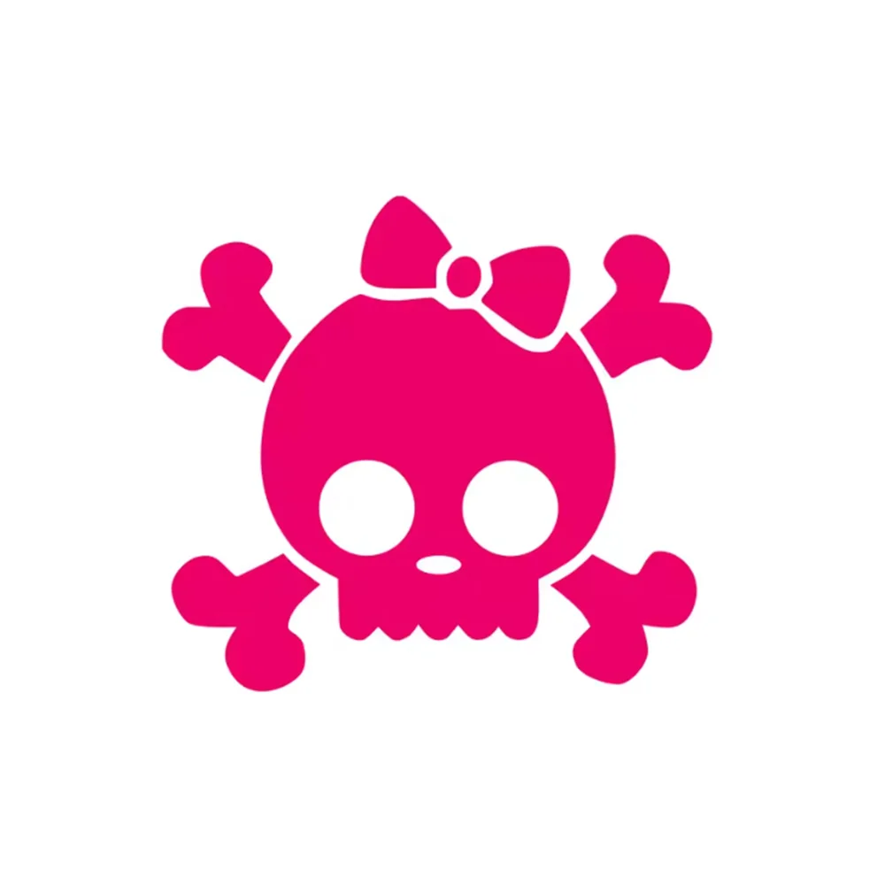 Cute Skull Girl with Bow Vinyl Decal Sticker for Window Laptop Car Truck - Girlie Design